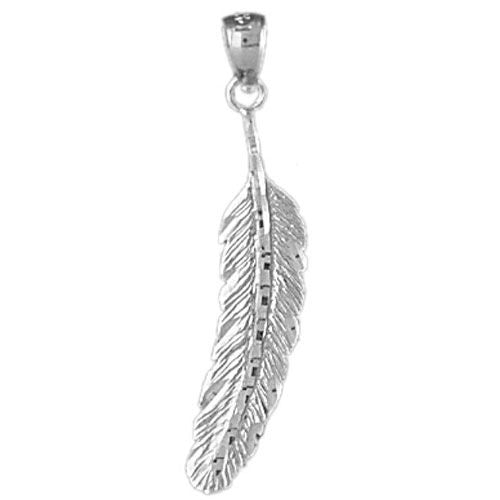 Feather Charm Pendant 14k White Gold