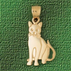 Cat Kitten Charm Pendant 14k Gold