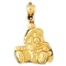 Teddy Bear Charm Pendant 14k Gold