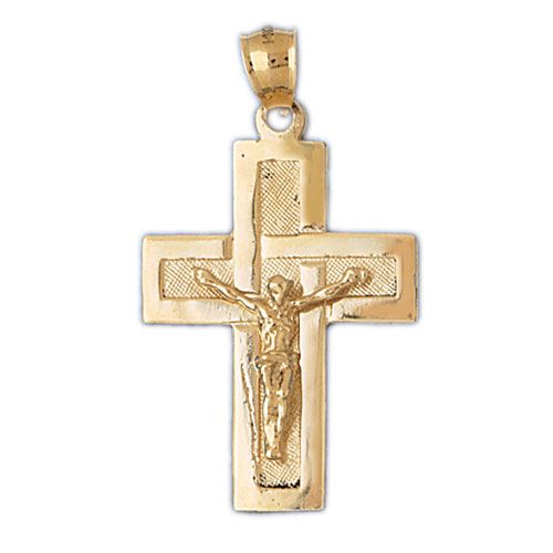 Jesus Christ on Cross Charm Pendant 14k Gold