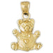 3D Teddy Bear Charm Pendant 14k Gold