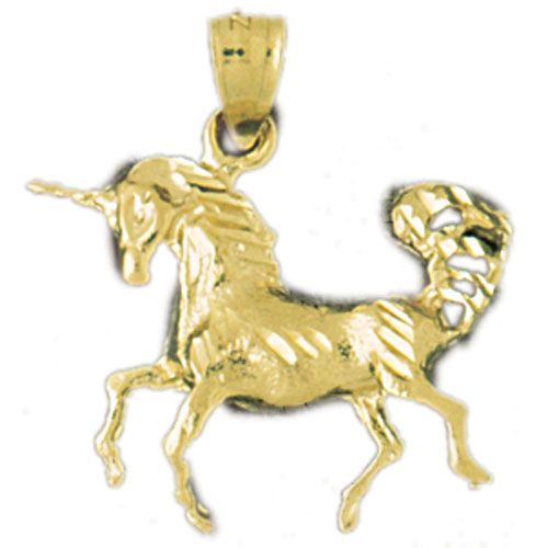Unicorn Horse Charm Pendant 14k Gold