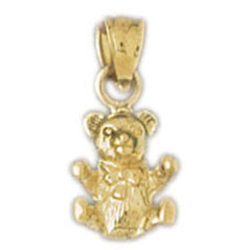 3D Teddy Bear Charm Pendant 14k Gold