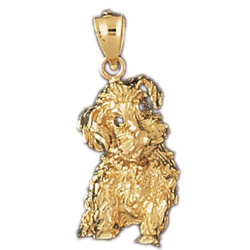 Poodle Dog Charm Pendant 14k Gold
