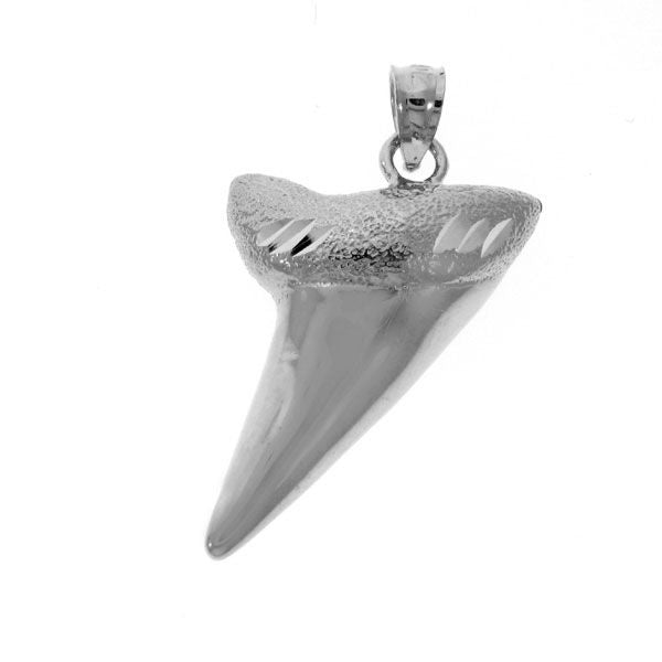 Shark Tooth Charm Pendant 14k White Gold