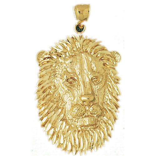 Lion Head Charm Pendant 14k Gold