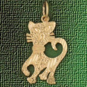 Cat Kitten Charm Pendant 14k Gold