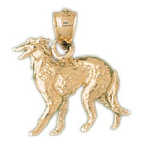 Borzoi Dog Charm Pendant 14k Gold