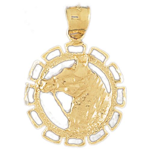 Horse Head Charm Pendant 14k Gold