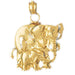 Elephants Charm Pendant 14k Gold