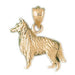 Collie Dog Charm Pendant 14k Gold