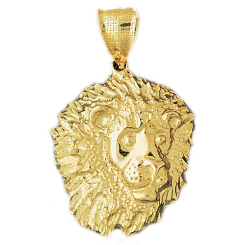 Lion Head Charm Pendant 14k Gold