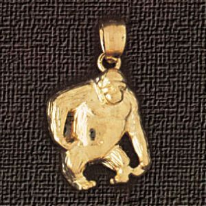 Monkey Charm Pendant 14k Gold