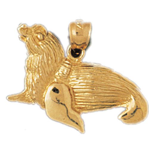Seal Charm Pendant 14k Gold