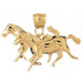Horses Charm Pendant 14k Gold
