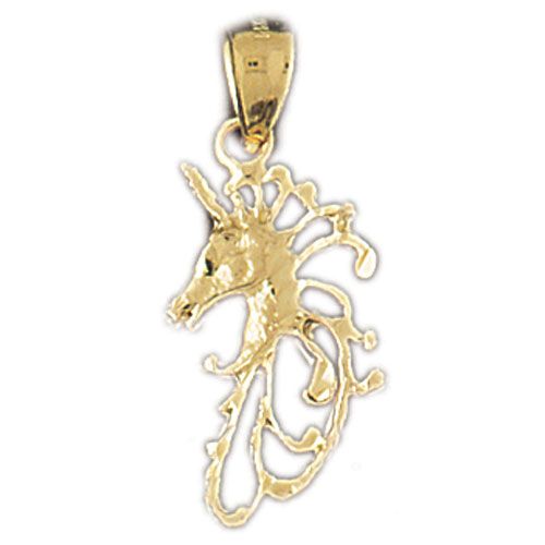 Unicorn Head Charm Pendant 14k Gold