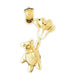 Teddy Bear With Baloons Charm Pendant 14k Gold