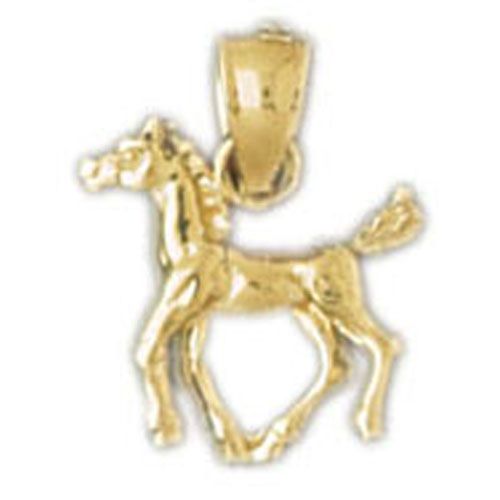 3D Horse Charm Pendant 14k Gold