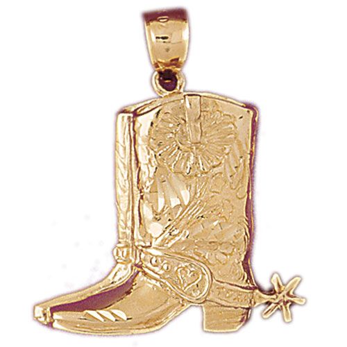 Cowboy Boots Charm Pendant 14k Gold