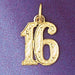 Number 16 Charm Pendant 14k Gold