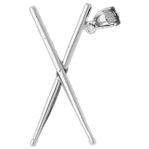 Drum Sticks Charm Pendant 14k White Gold