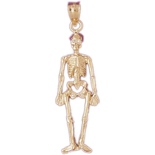Skeleton Charm Pendant 14k Gold