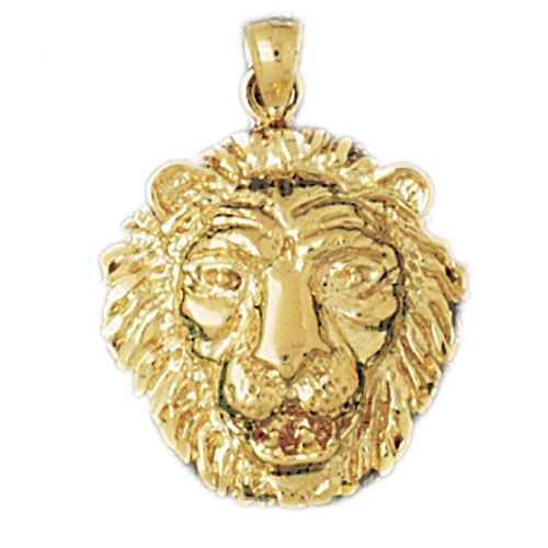 Lion Head Charm Pendant 14k Gold