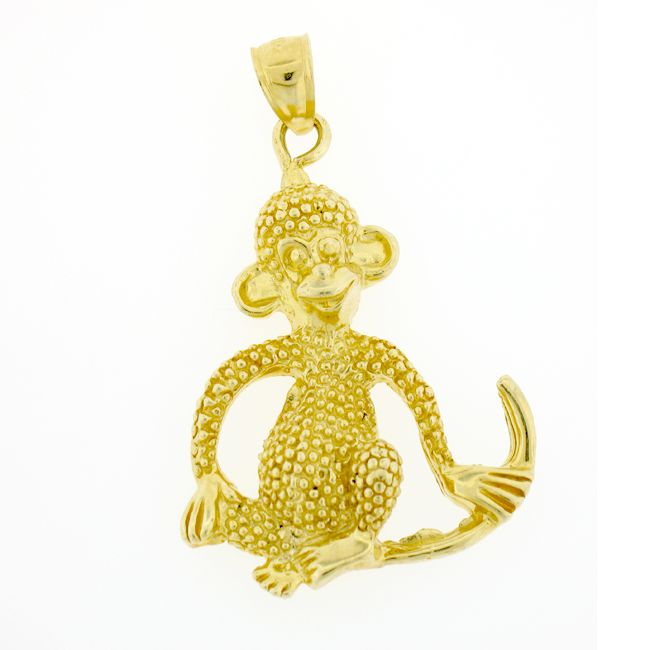 Monkey Charm Pendant 14k Gold