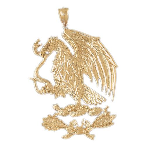 Flying Eagle Eating Snake Charm Pendant 14k Gold