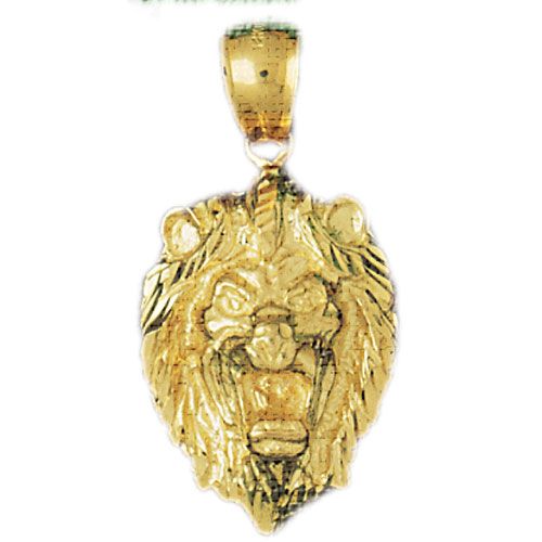 Lion Head Charm Pendant 14k Gold