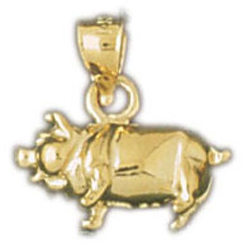 3D Pig Charm Pendant 14k Gold