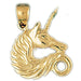 Unicorn Head Charm Pendant 14k Gold