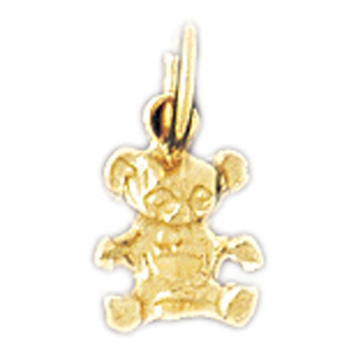 Teddy Bear Charm Pendant 14k Gold