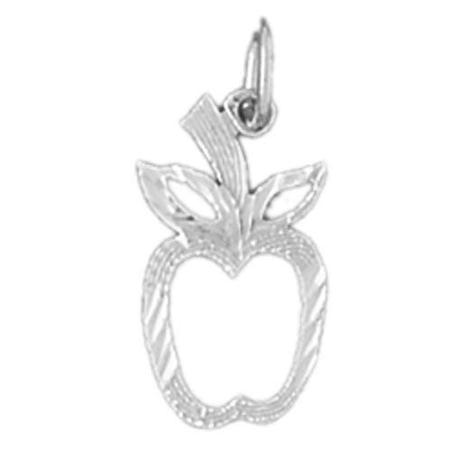 Apple Fruit Charm Pendant 14k White Gold