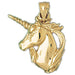 Unicorn Head Charm Pendant 14k Gold