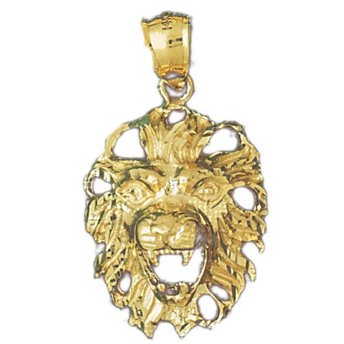 Lion Head Charm Pendant 14k Gold