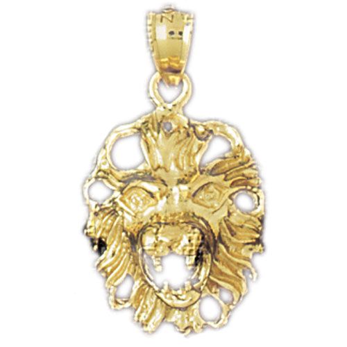 Lion Head Charm Pendant 14k Gold