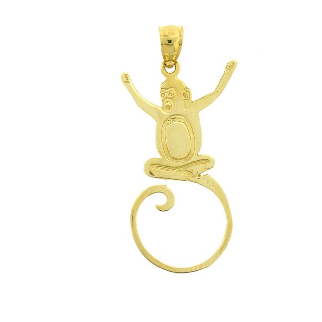 Monkey Charm Pendant 14k Gold