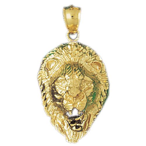 Lion Head Charm Pendant 14k Gold