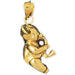 Teddy Bear With Saxophone Charm Pendant 14k Gold