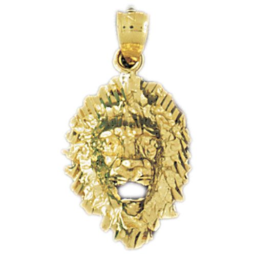 Lion Head Charm Pendant 14k Gold
