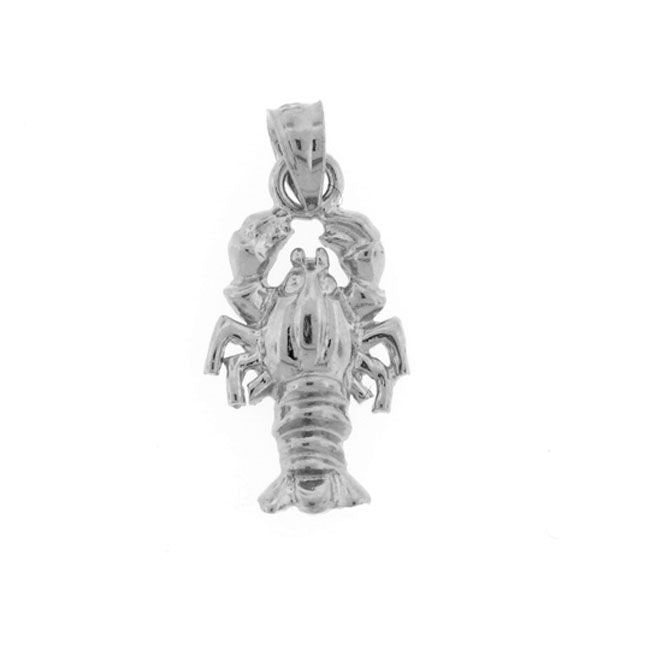 Lobster Charm Pendant 14k White Gold