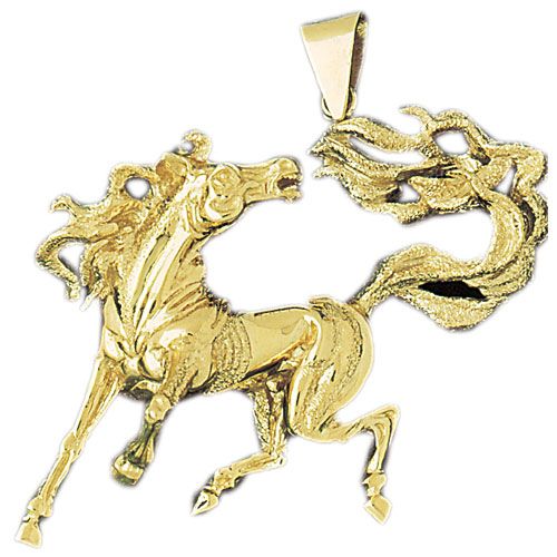 Wild Horse Charm Pendant 14k Gold