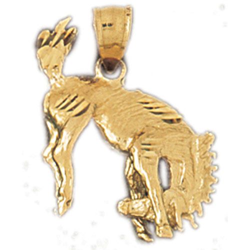 3D Wild Horse Charm Pendant 14k Gold