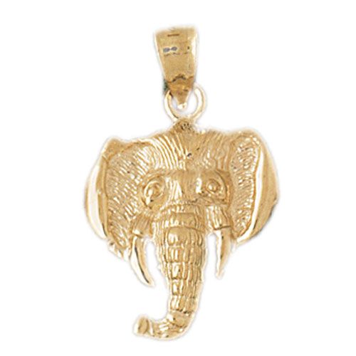 Elephant Head Charm Pendant 14k Gold