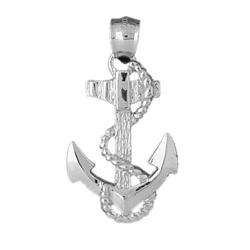 Ship Anchor Charm Pendant 14k White Gold