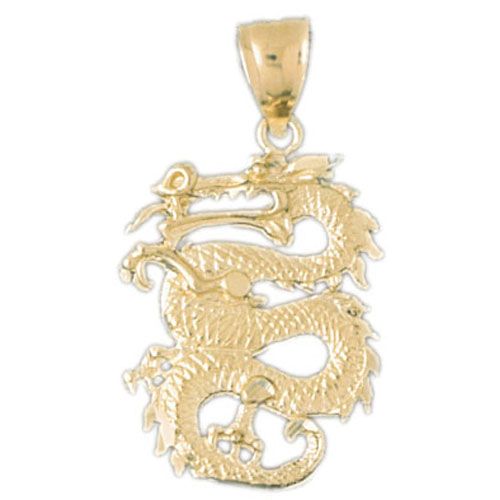 3D 14k Gold Dragon Charm Pendant