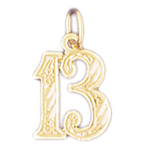 Charm Pendant 14k Gold Number 13