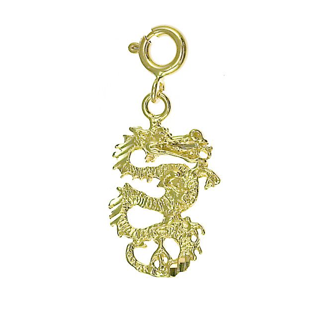 3D Dragon Charm Pendant 14k Gold