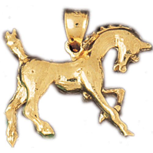 3D Wild Horse Charm Pendant 14k Gold